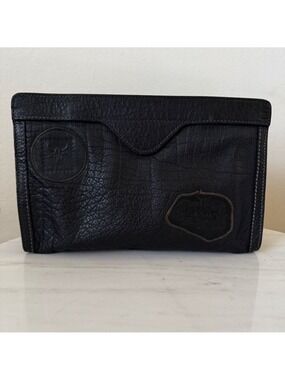 Vintage Carlos Falchi Black Buffalo Leather Clutch